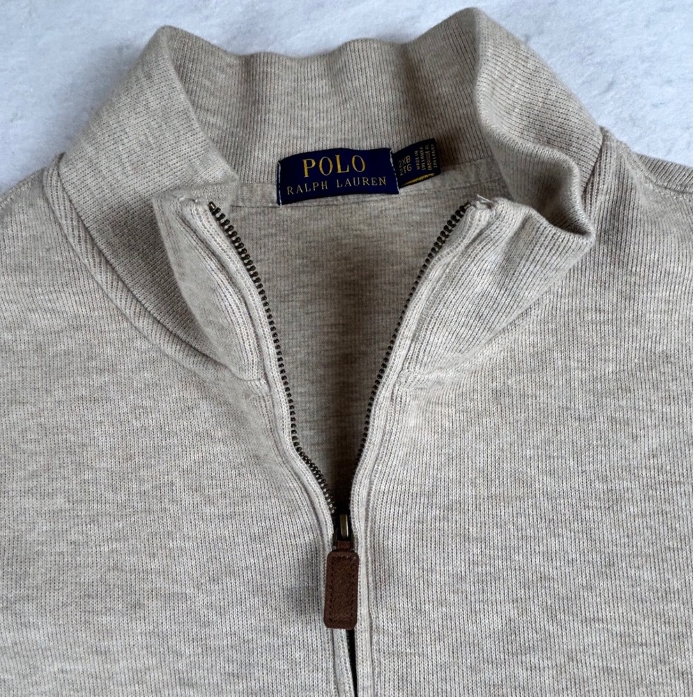 Polo Ralph Lauren Mens 2XB Quarter Zip Pullover Oatmeal Beige Big & Tall Sweater